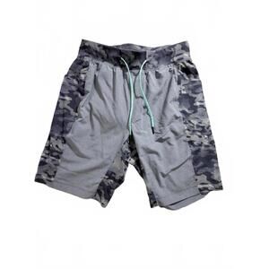 lululemon's men's Gray and Camouflage lined athletic shorts with drawstring 9"